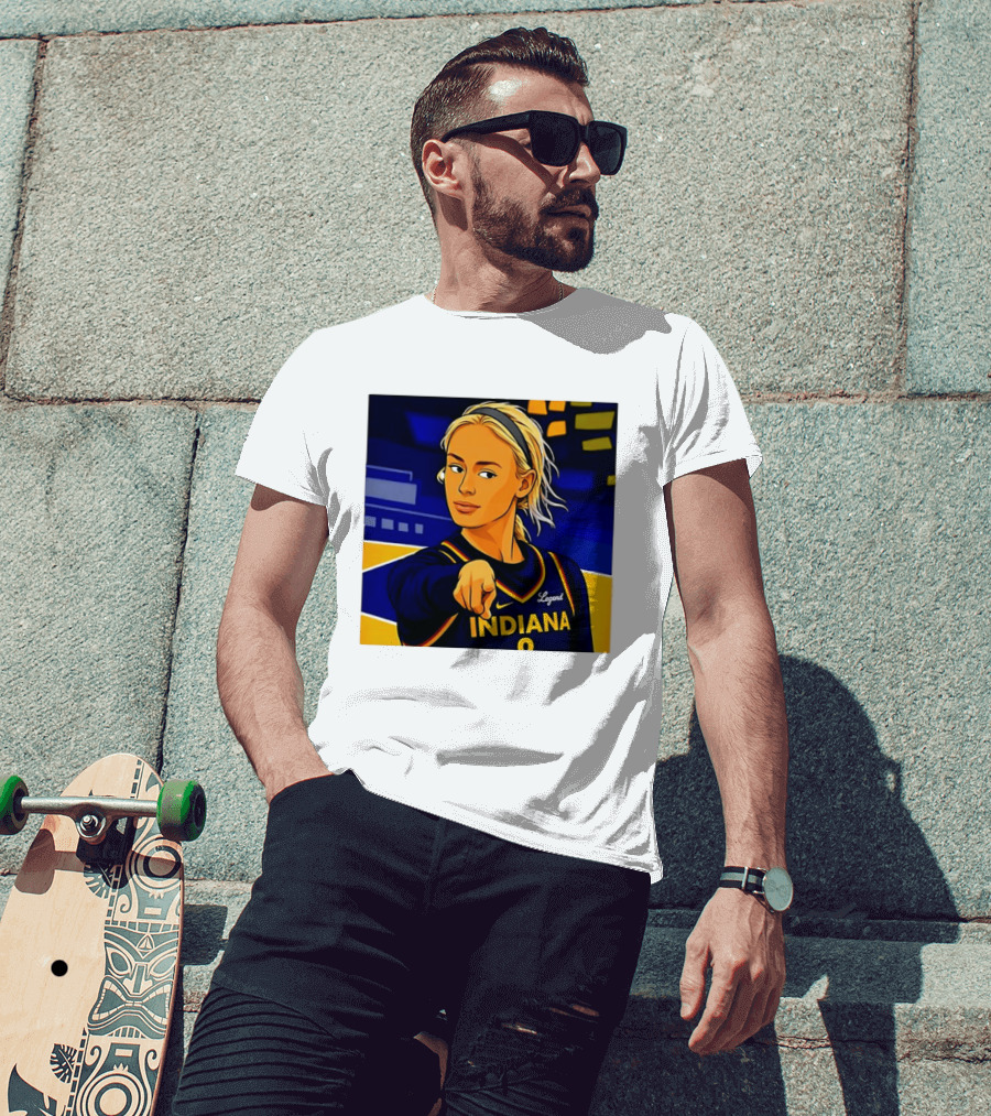 Indiana Basketball Legend Blonde Pointing Cartoon T-Shirt