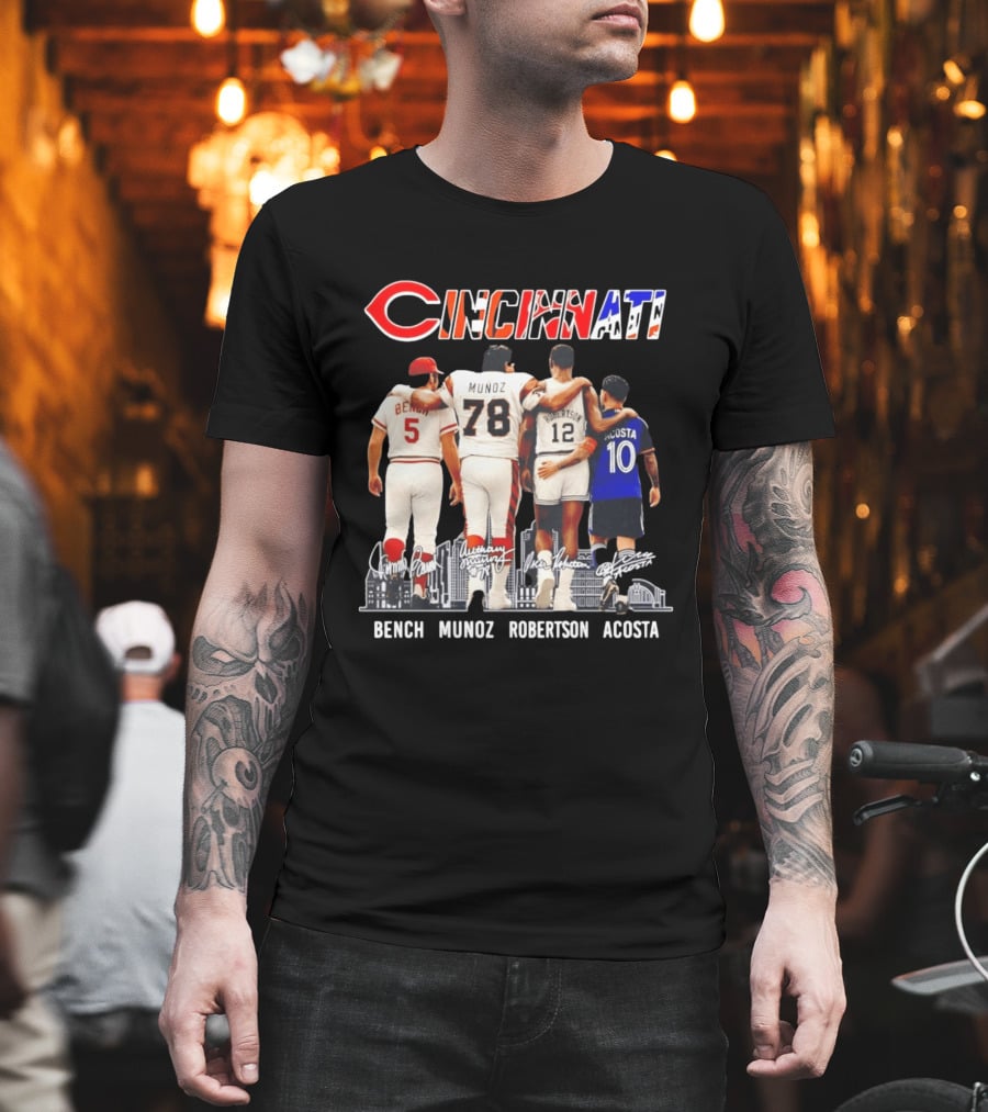 Cincinnati Icons Bench Munoz Robertson Acosta Sports Legends T-Shirt