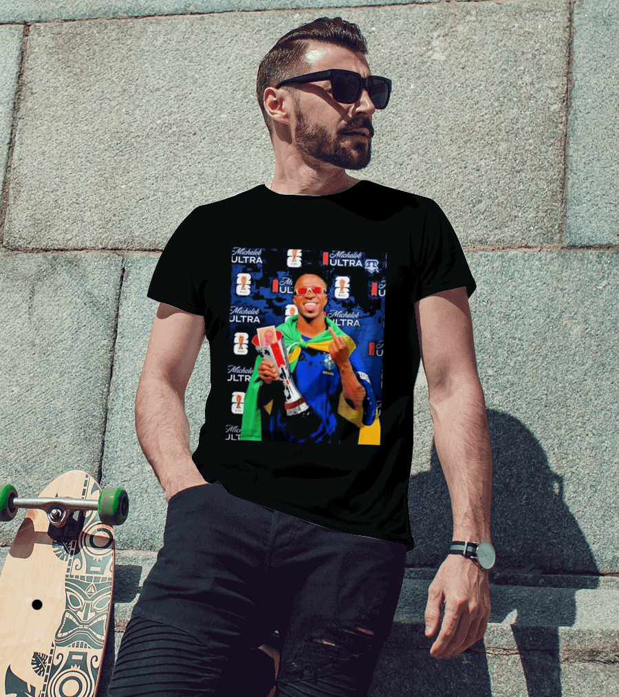 Vinicius Jr FIFA Trophy Celebration Brazil Flag Michelob Ultra T-Shirt