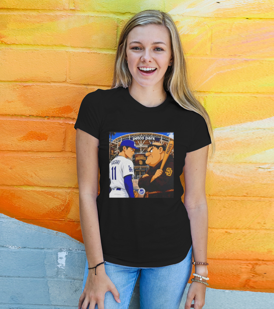 Petco Park Los Angeles Dodgers Sasaki San Diego Padres Anime Style Showdown T-Shirt