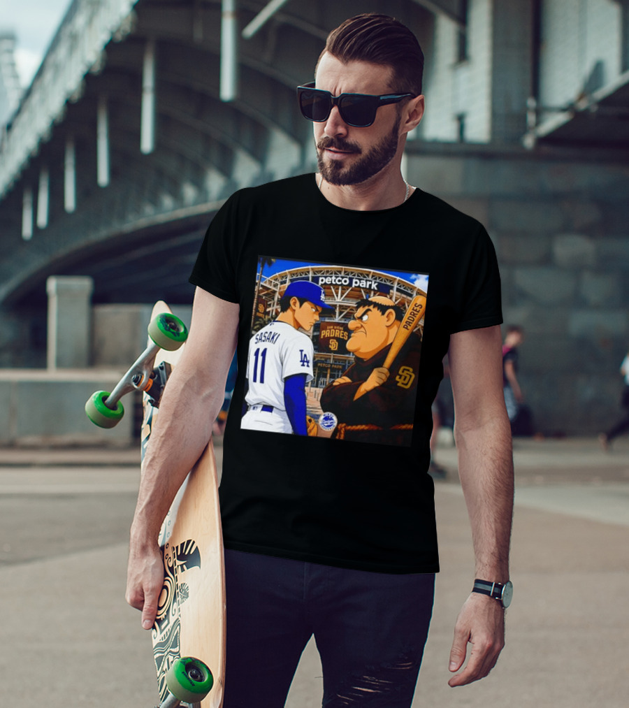 Petco Park Los Angeles Dodgers Sasaki San Diego Padres Anime Style Showdown T-Shirt
