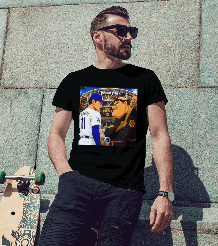 Petco Park Los Angeles Dodgers Sasaki San Diego Padres Anime Style Showdown T-Shirt