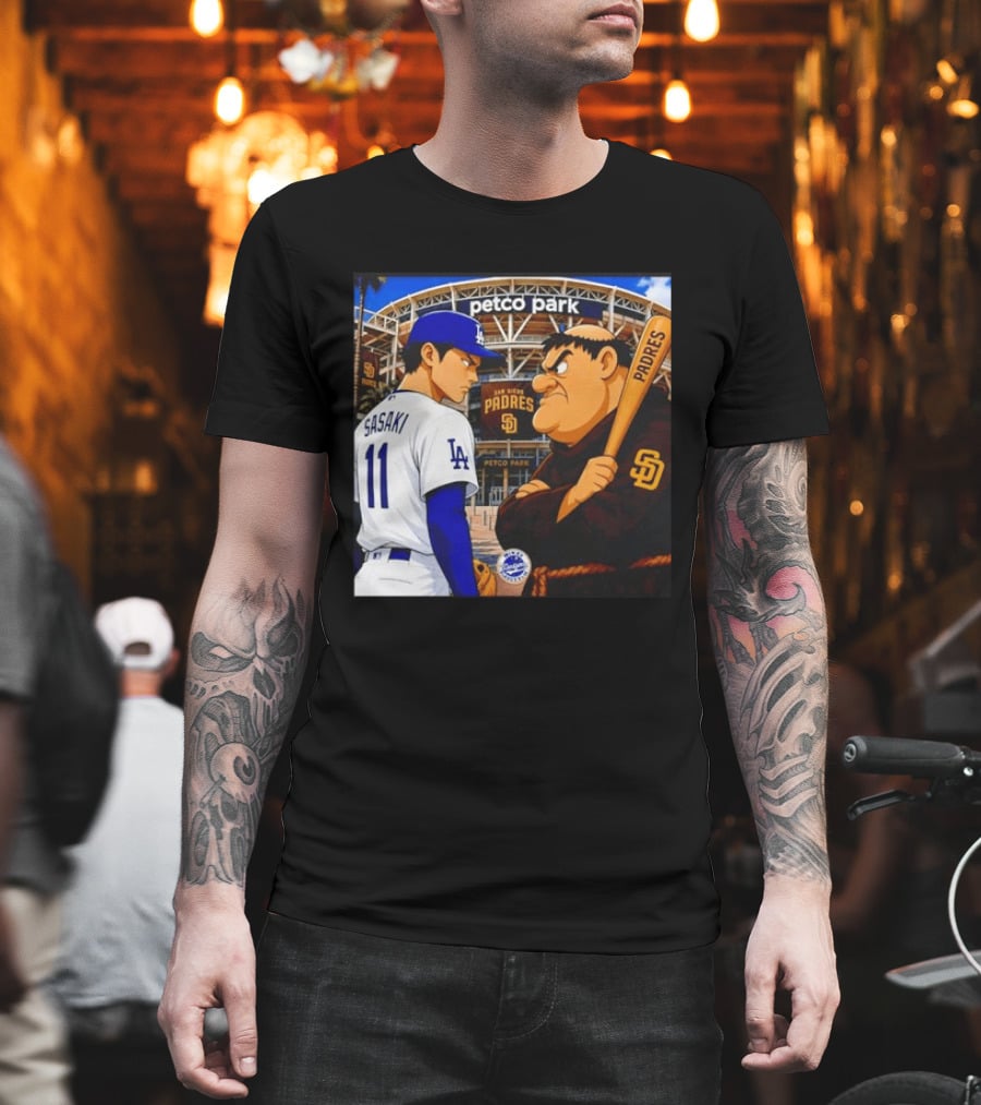Petco Park Los Angeles Dodgers Sasaki San Diego Padres Anime Style Showdown T-Shirt