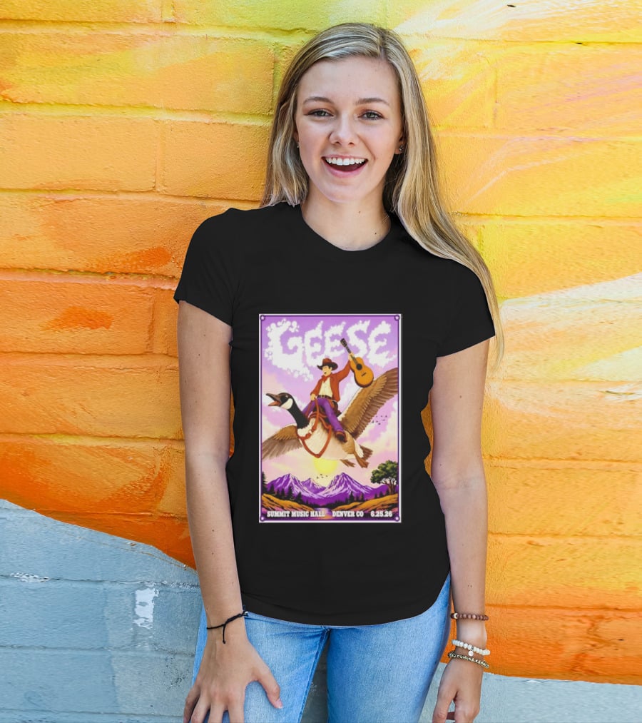 Geese Summit Music Hall Denver CO June 25th 2026 Cowboy Riding Goose With Guitar T-Shirt