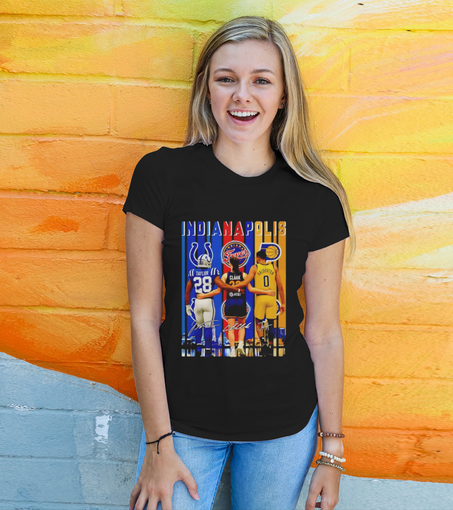 Indianapolis Colts Fever Pacers Jonathan Taylor Caitlin Clark Tyrese Haliburton T-Shirt