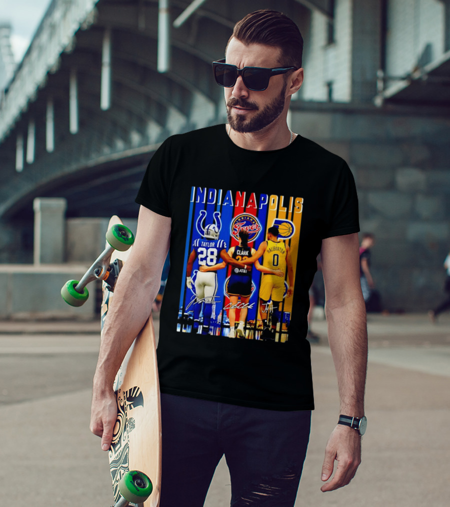 Indianapolis Colts Fever Pacers Jonathan Taylor Caitlin Clark Tyrese Haliburton T-Shirt