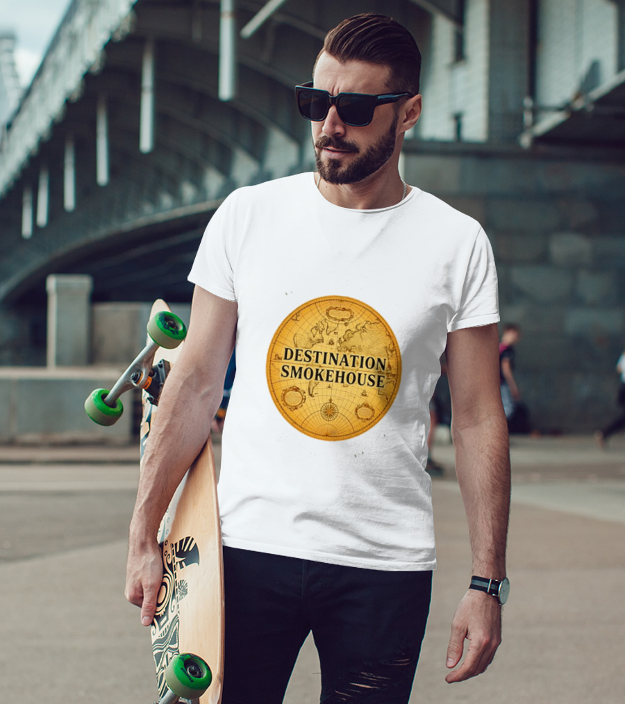 Destination Smokehouse No Teeth For This Meat Vintage Map T-Shirt