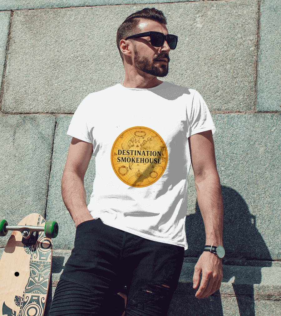 Destination Smokehouse No Teeth For This Meat Vintage Map T-Shirt