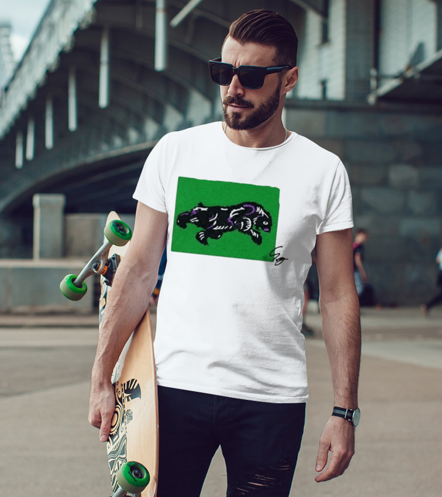 Mako Komuro 2026 Black And Purple Bear On Green T-Shirt