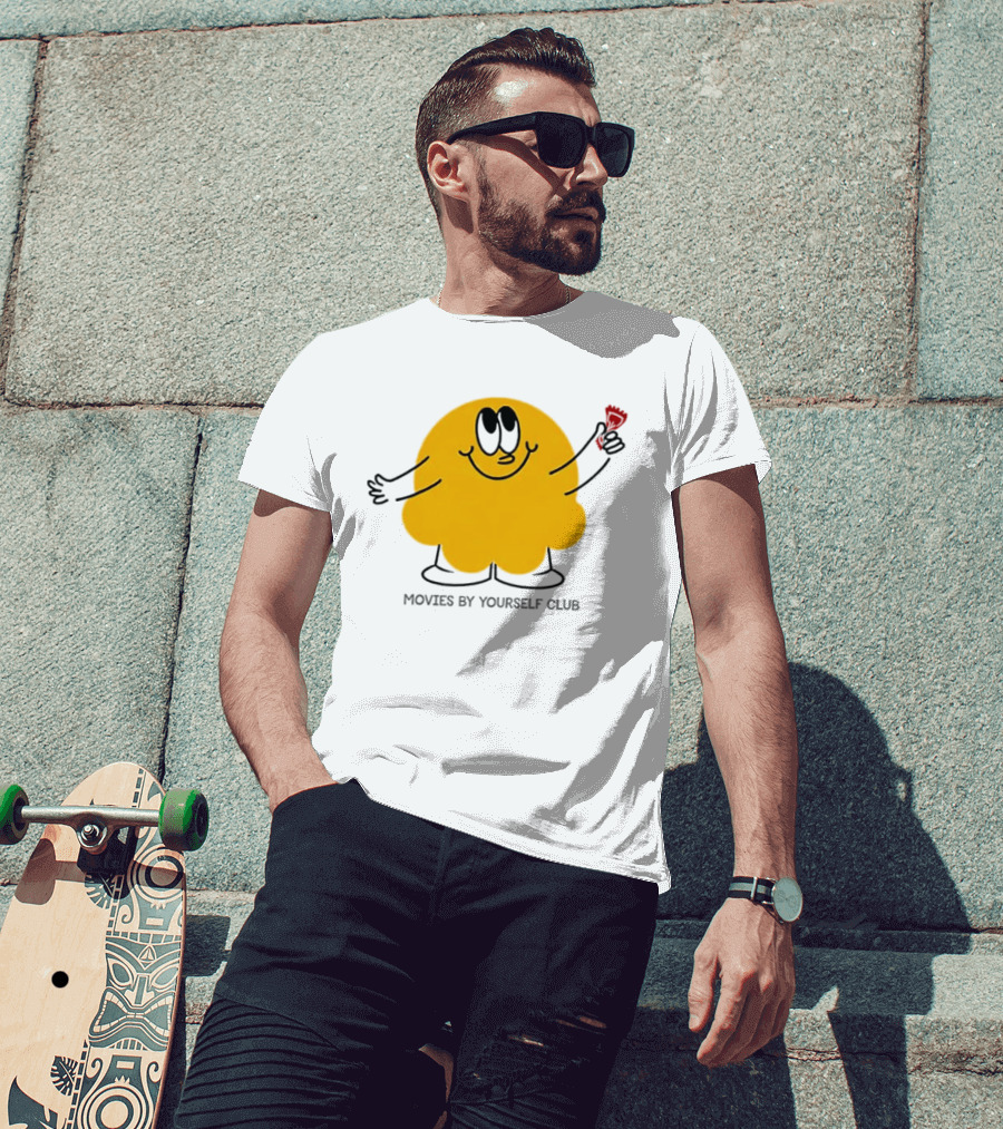 Movies By Yourself Club Yellow Blob Holding A Red Candy T-Shirt