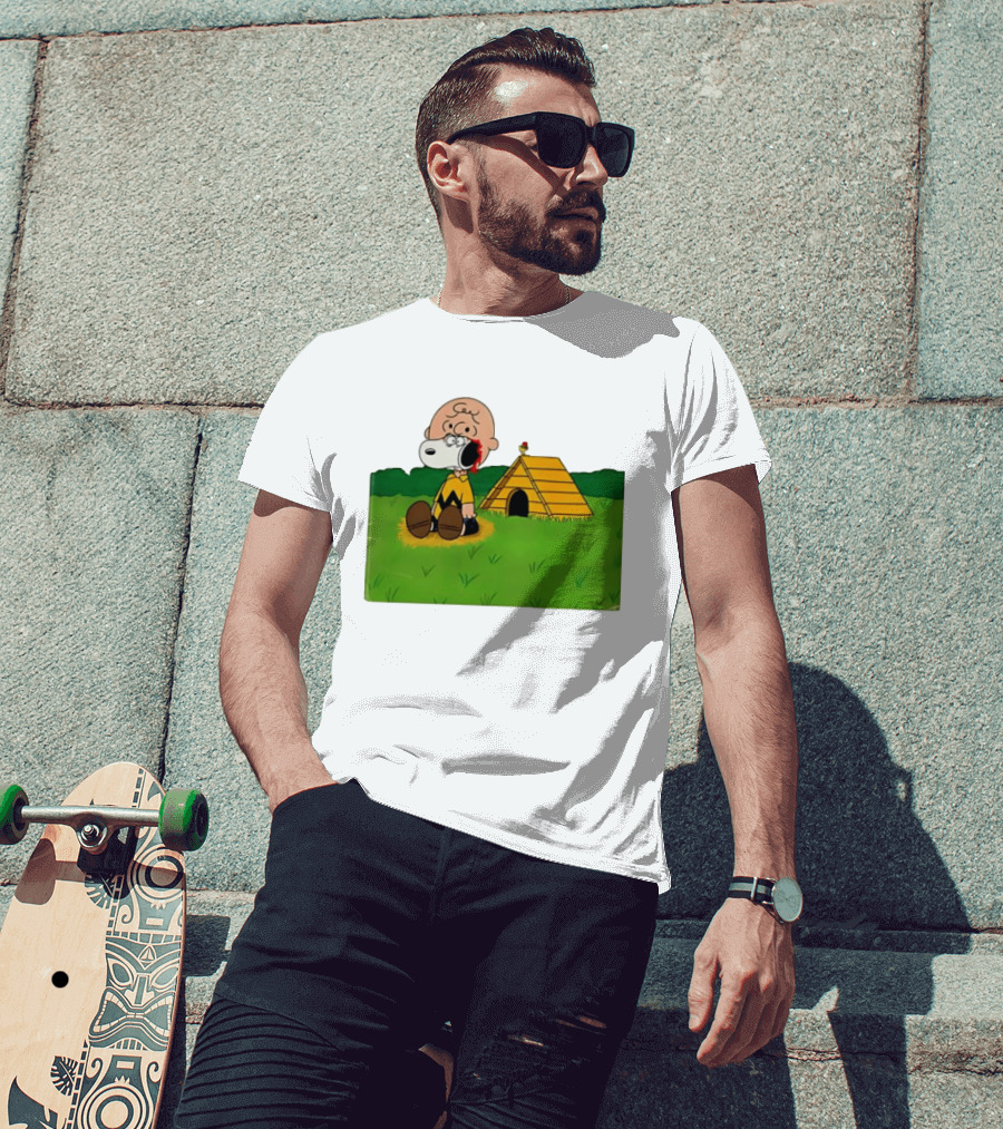 Snoopy Charlie Brown Midsommar Crossover Scene With Doghouse And Woodstock T-Shirt