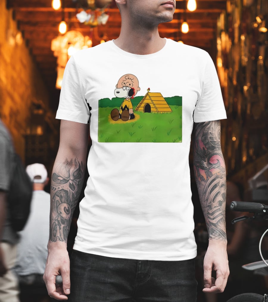Snoopy Charlie Brown Midsommar Crossover Scene With Doghouse And Woodstock T-Shirt