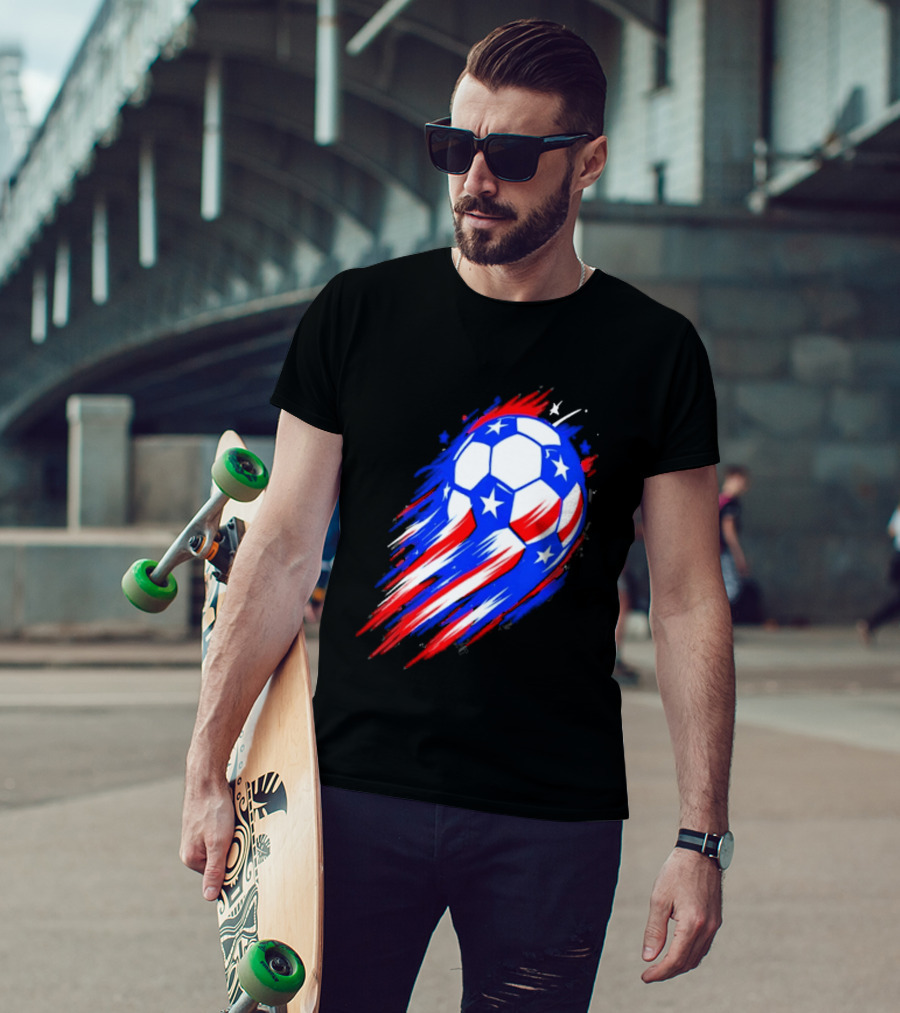 USA Cup 2026 Soccer Ball Stars And Stripes Brush Stroke T-Shirt