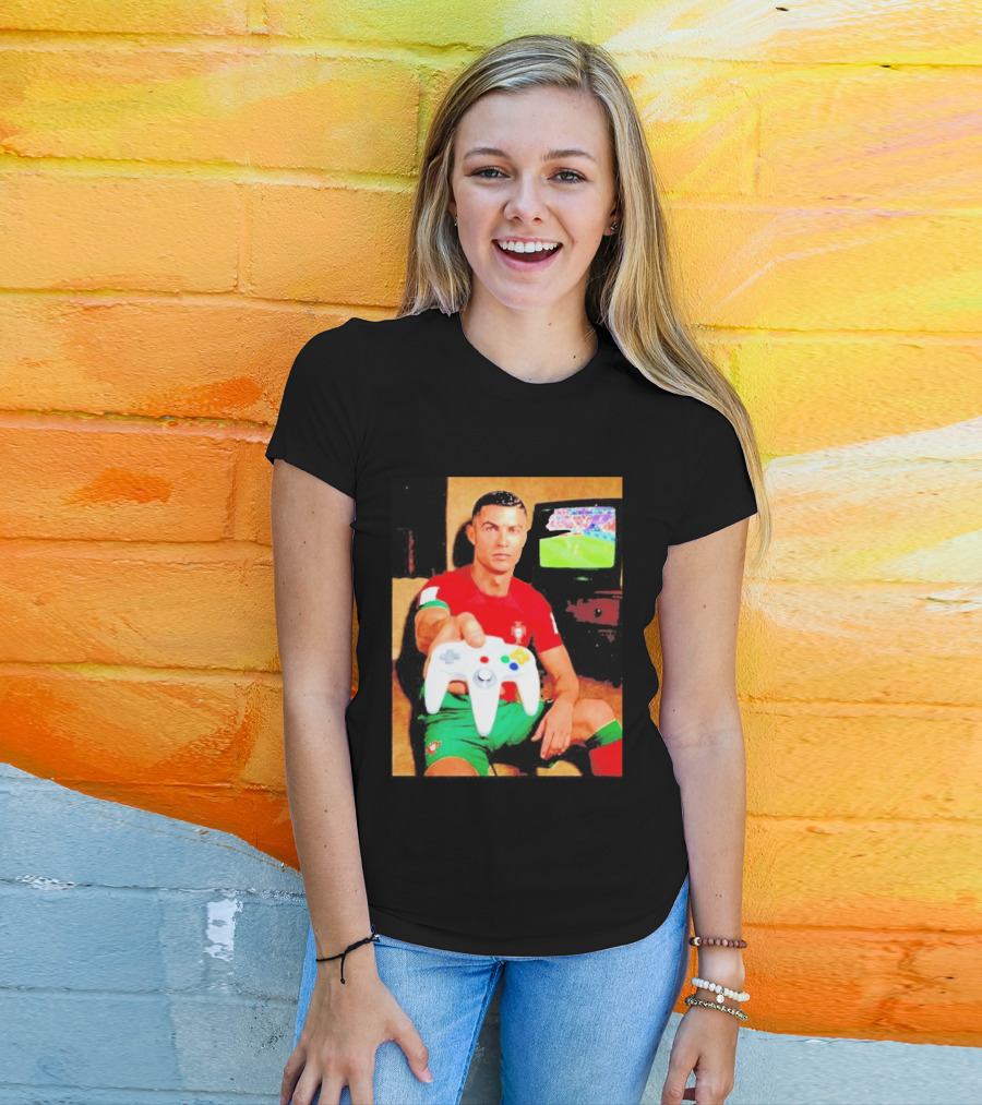 Cristiano Ronaldo Portugal National Team Soccer Gaming Controller Retro Gamer T-Shirt