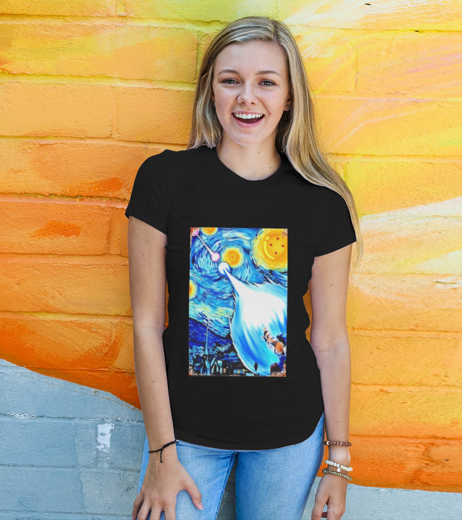 Goku Dragon Ball Z Kamehameha Wave Van Gogh Starry Night Fusion T-Shirt