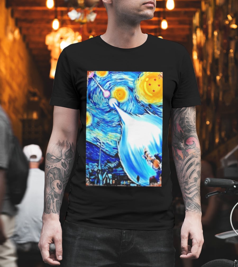 Goku Dragon Ball Z Kamehameha Wave Van Gogh Starry Night Fusion T-Shirt
