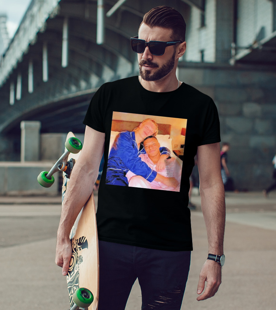 Kylian Mbappé Erling Haaland Pajama Party Soccer Stars Relaxing Together T-Shirt