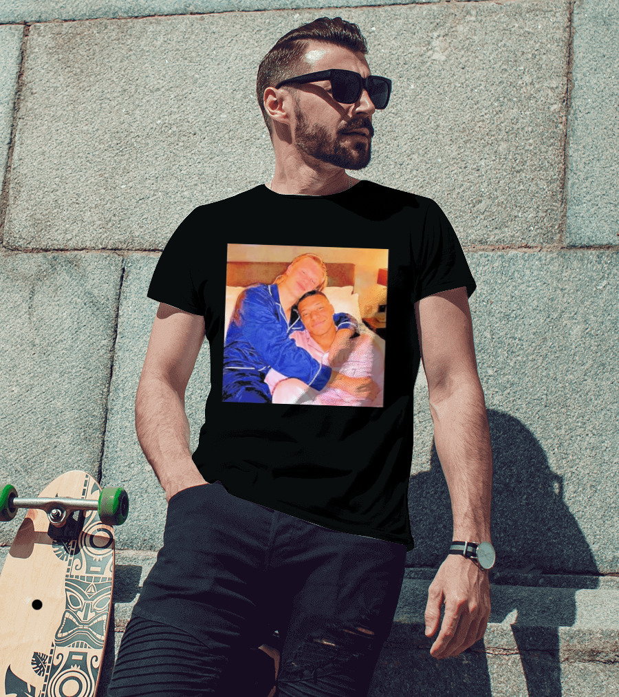 Kylian Mbappé Erling Haaland Pajama Party Soccer Stars Relaxing Together T-Shirt