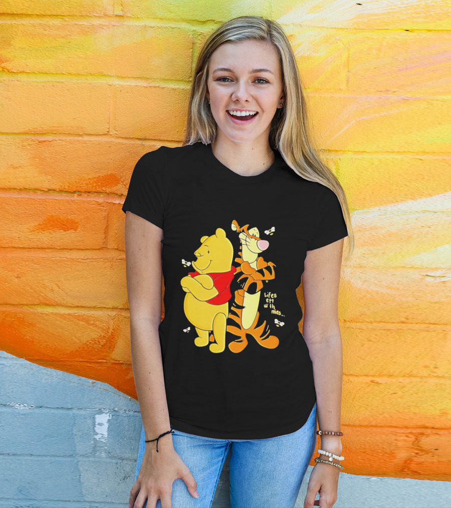 Lifes Better With Homies Winnie The Pooh And Tigger Bees T-Shirt