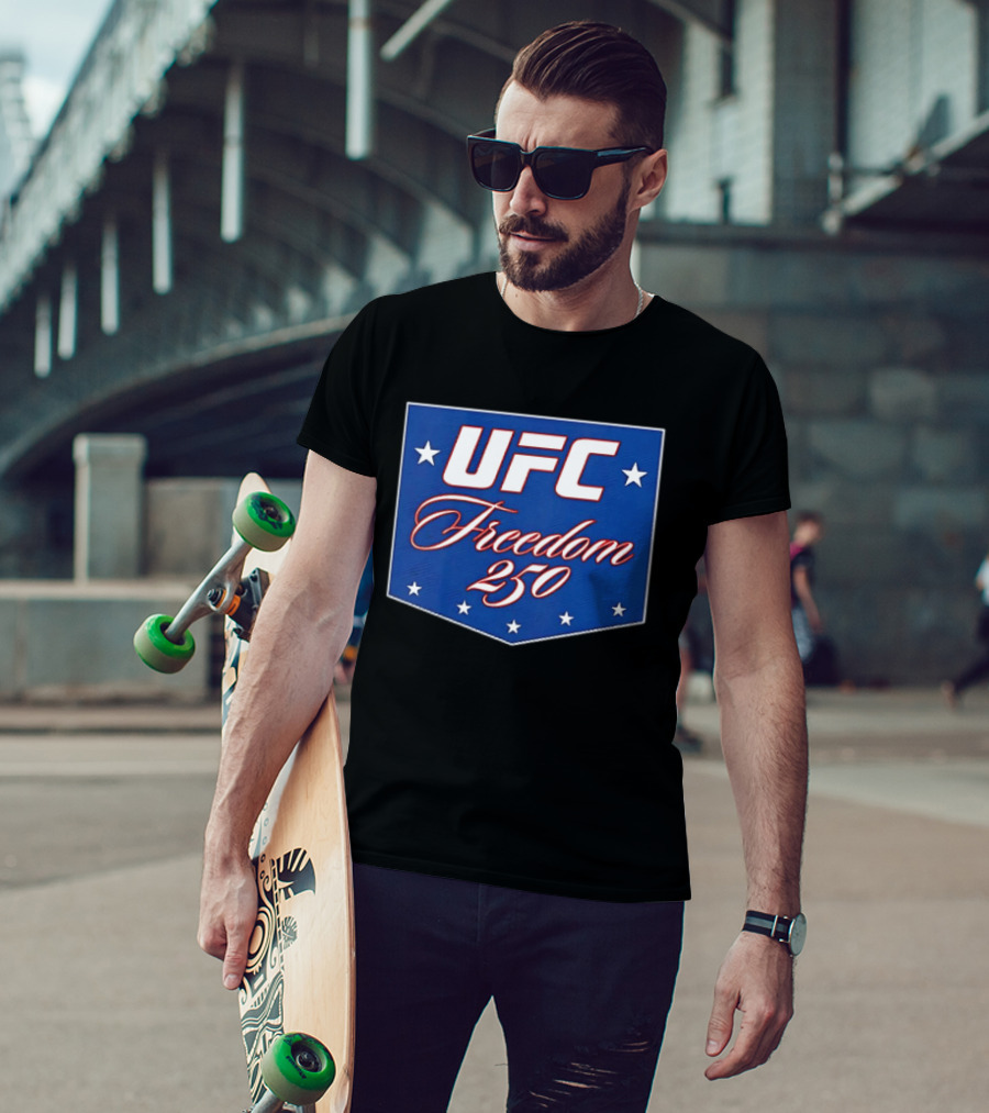UFC Freedom 250 Stars And Script On Blue T-Shirt