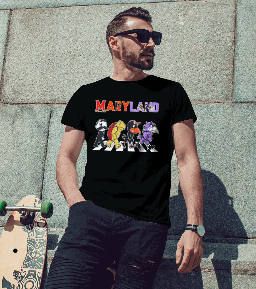 Abbey Road Natty Boh Testudo Oriole Raven Crossing Maryland Ravens Orioles T-Shirt