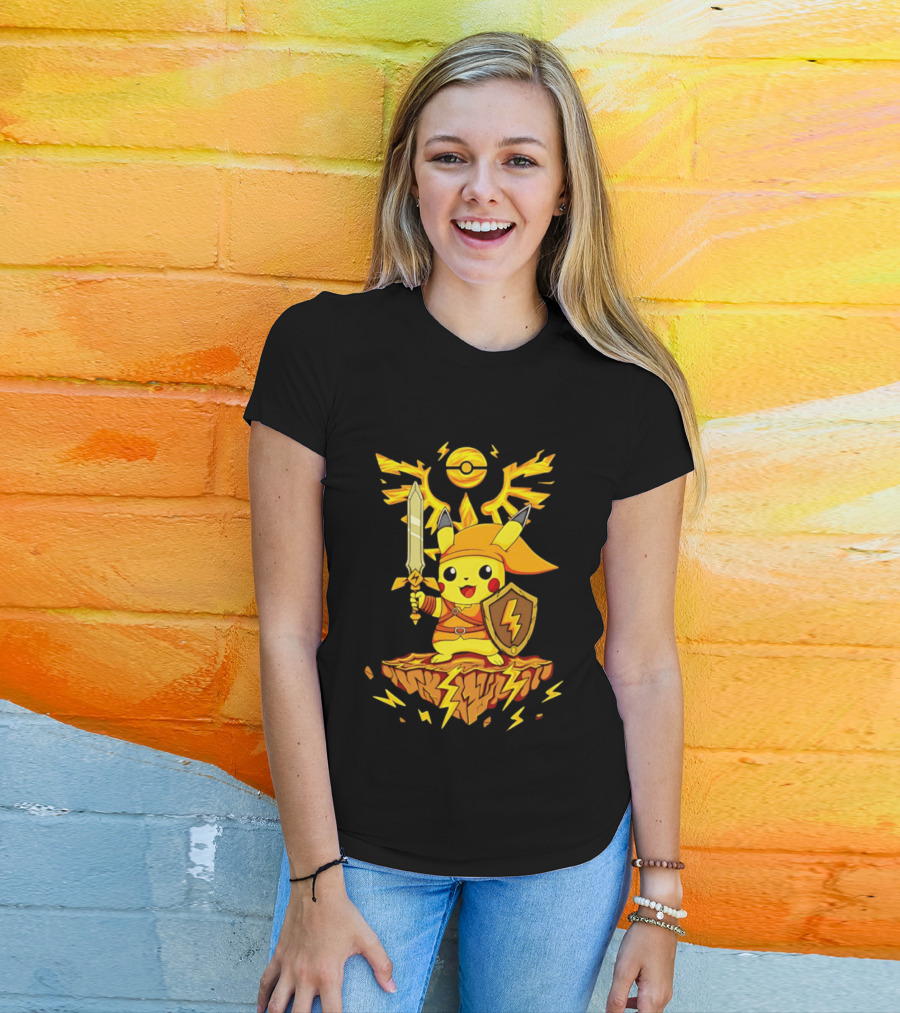 Pikachu Of Link Legend Of Electric Sword And Lightning Shield T-Shirt