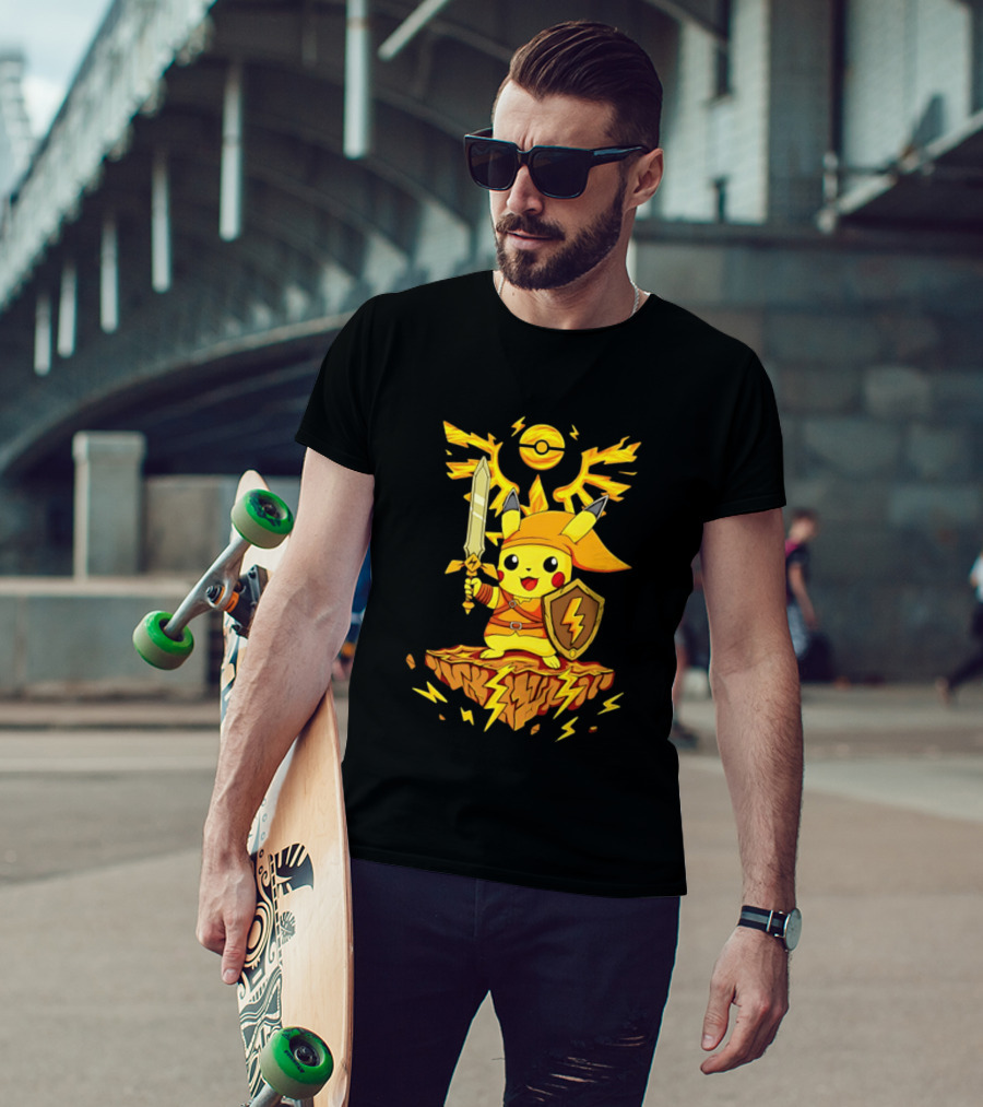 Pikachu Of Link Legend Of Electric Sword And Lightning Shield T-Shirt