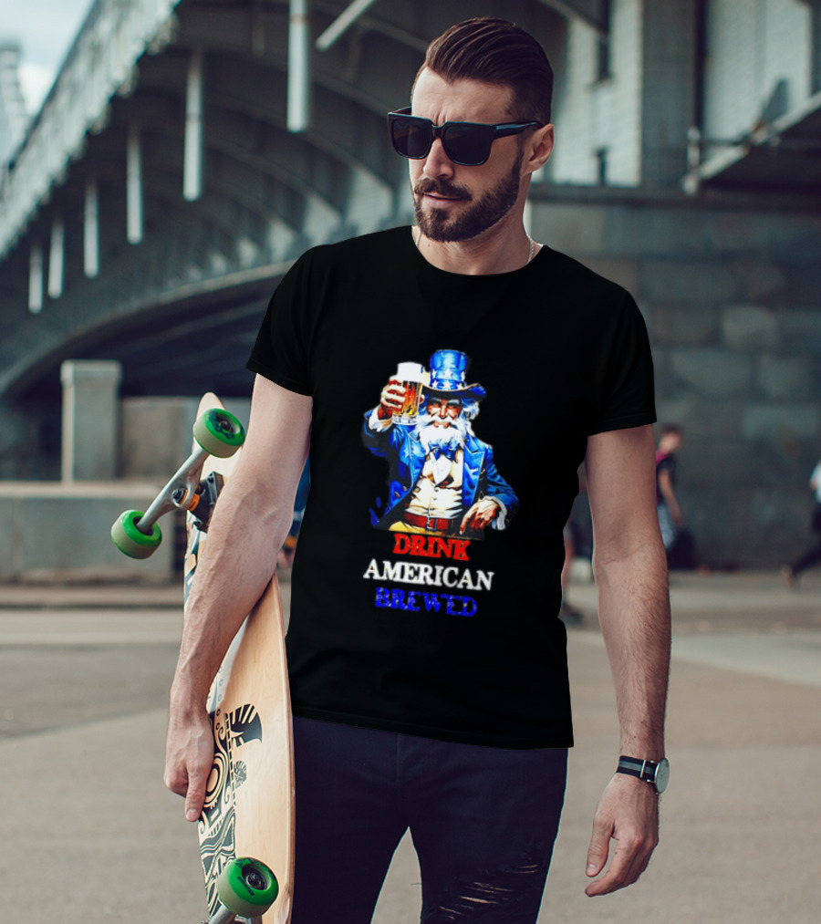 PlanetBeerGear Drink American Brewed Uncle Sam Beer Cheers T-Shirt
