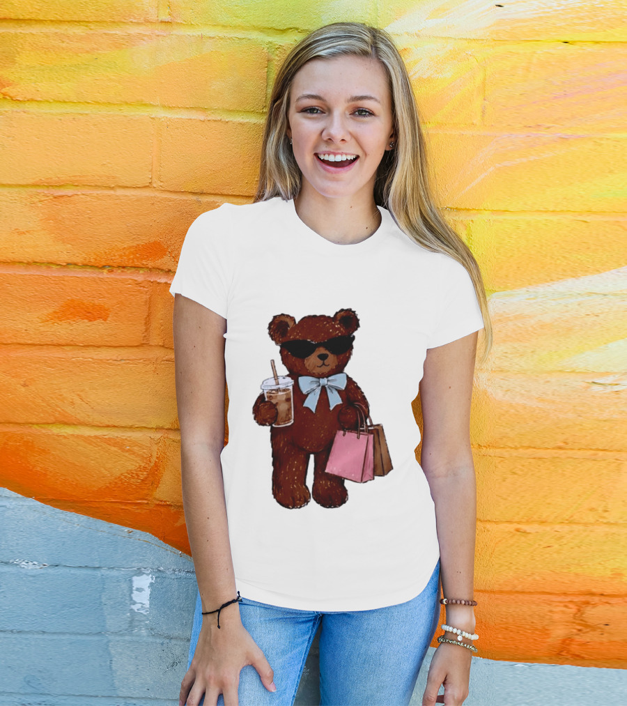 Cool Teddy Bear Shopping With Treats And Accessories T-Shirt