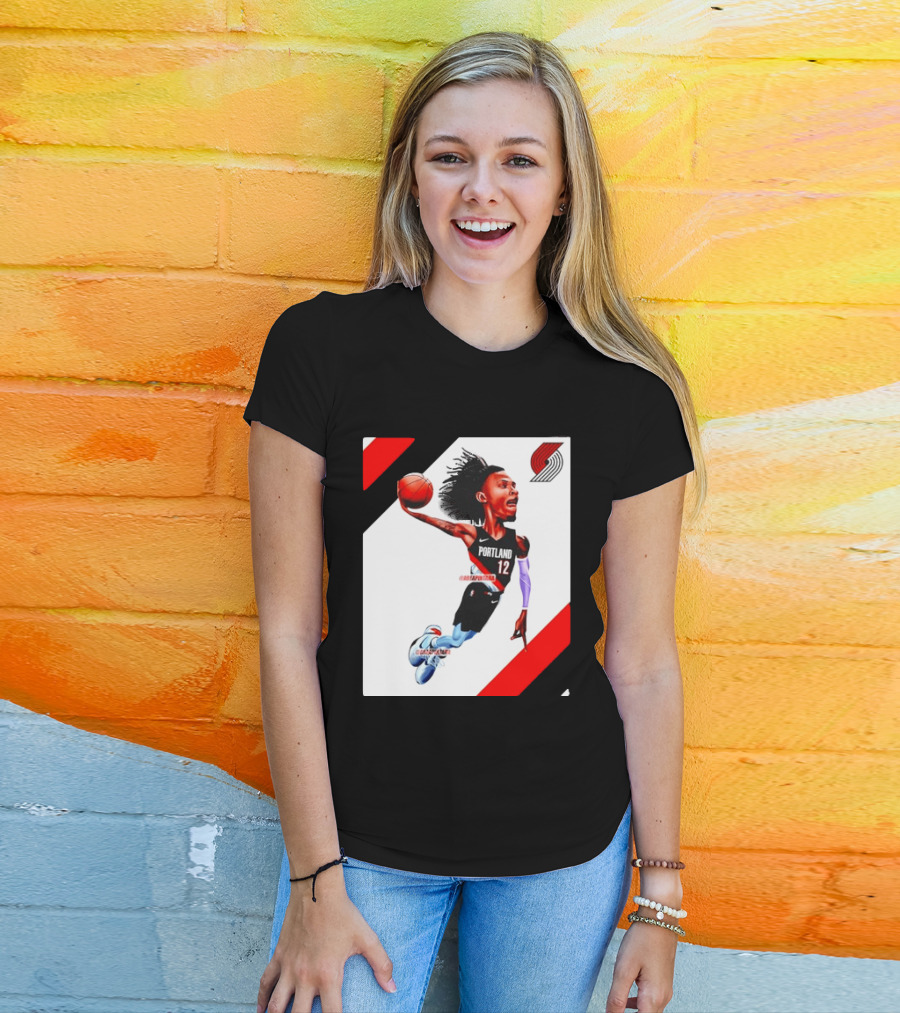 Portland Trail Blazers Ja Morant Crossover Art Dunking Basketball Player Jersey 12 T-Shirt