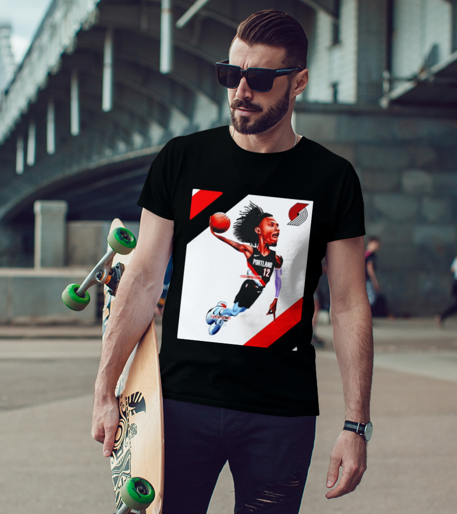 Portland Trail Blazers Ja Morant Crossover Art Dunking Basketball Player Jersey 12 T-Shirt