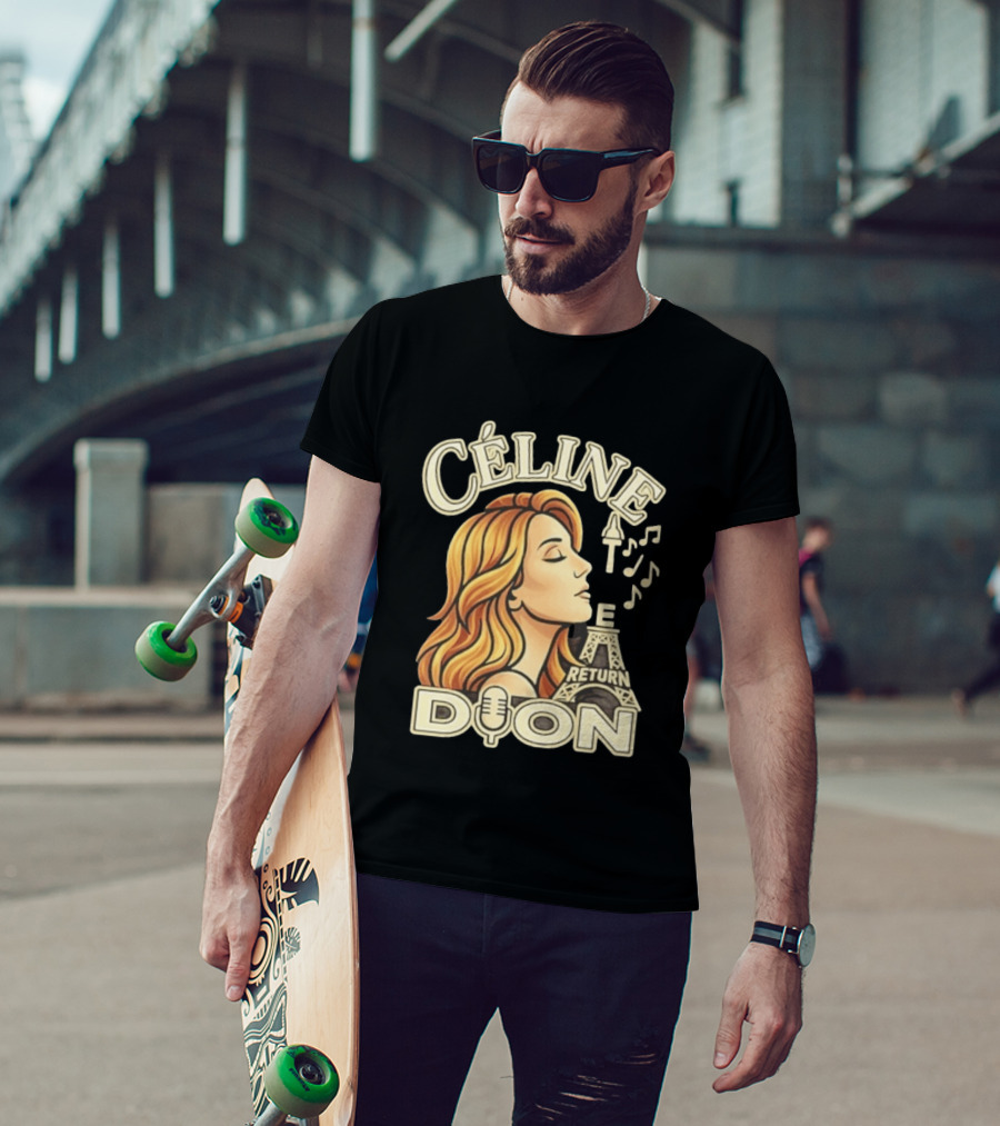 Celine Dion The Return Eiffel Tower Music Notes T-Shirt