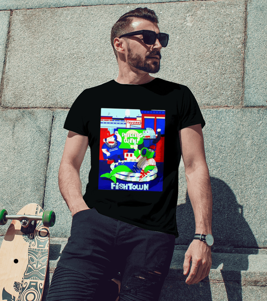 Phillies Win City Of Neighborhoods Fishtown Phillies Phanatic Tavern Scene T-Shirt