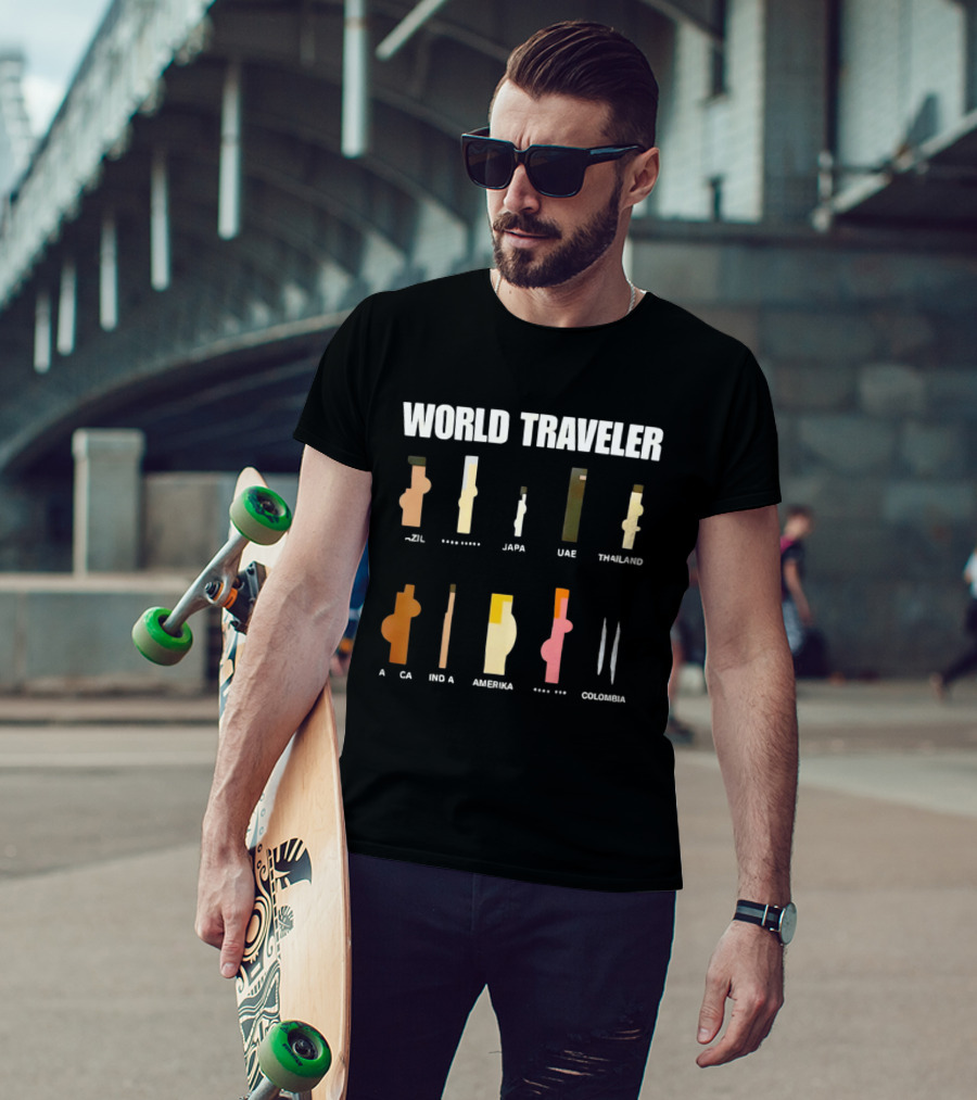 World Traveler Brazil Japan UAE Thailand Africa India America Colombia 2026 T-Shirt