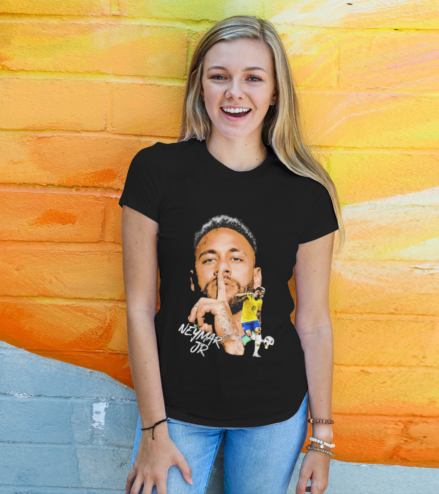 Neymar Jr Brazil National Team Shhh Soccer Collage T-Shirt
