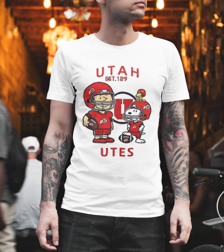 Charlie Brown Snoopy Woodstock Utah Utes EST 1892 Football Team T-Shirt