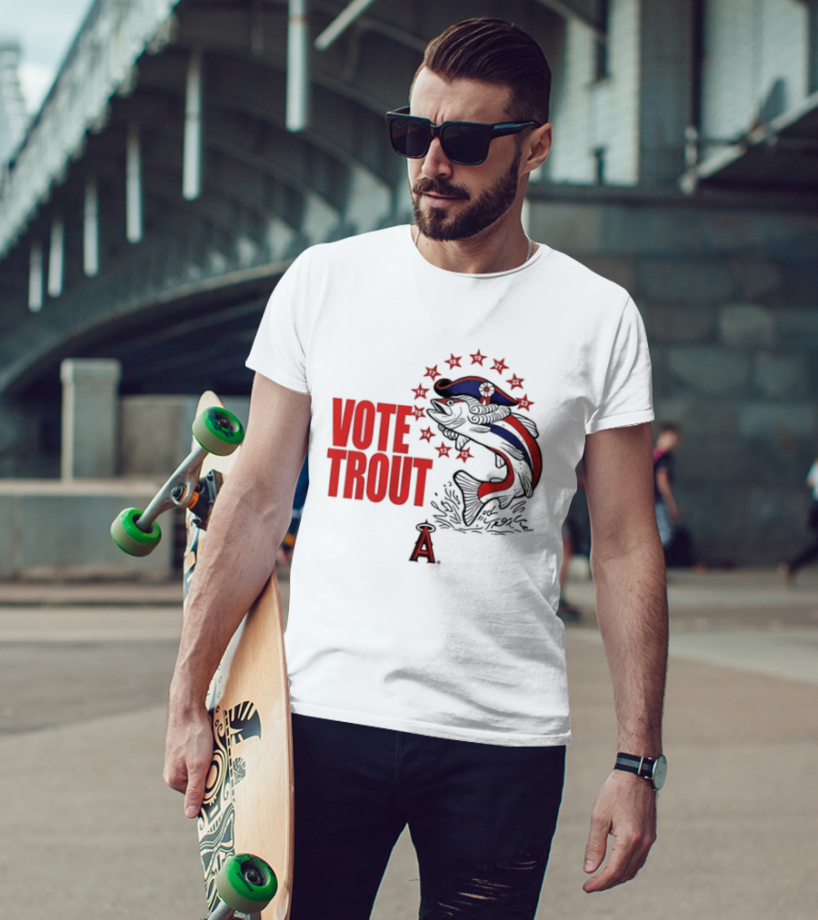Los Angeles Angels Vote Trout Red Blue Star Fish T-Shirt