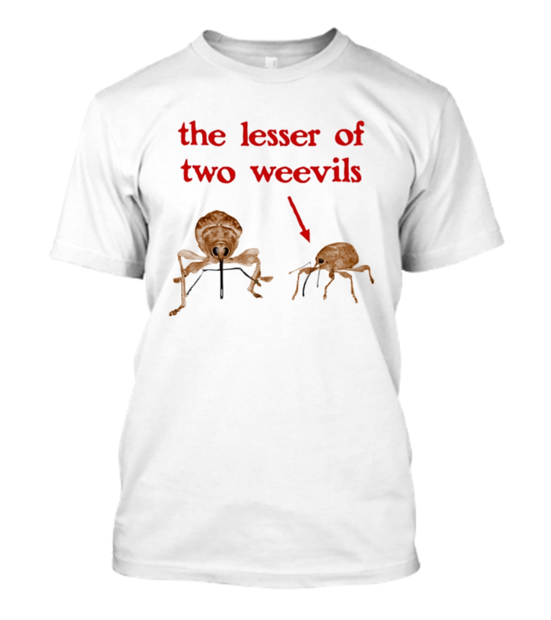 The Lesser Of Two Weevils Insect Pun With Two Illustrated Bugs T-Shirt