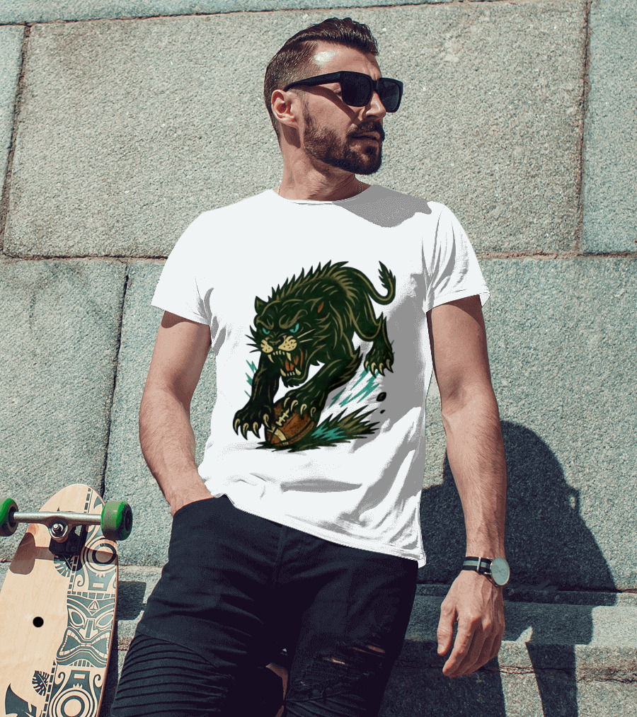 Panther Rushing Football Athletic Team Dynamic Action T-Shirt