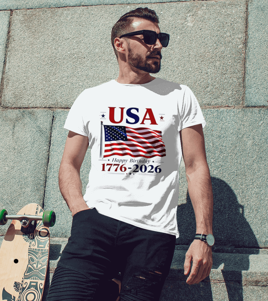 USA Flag Happy Birthday 1776 2026 T-Shirt