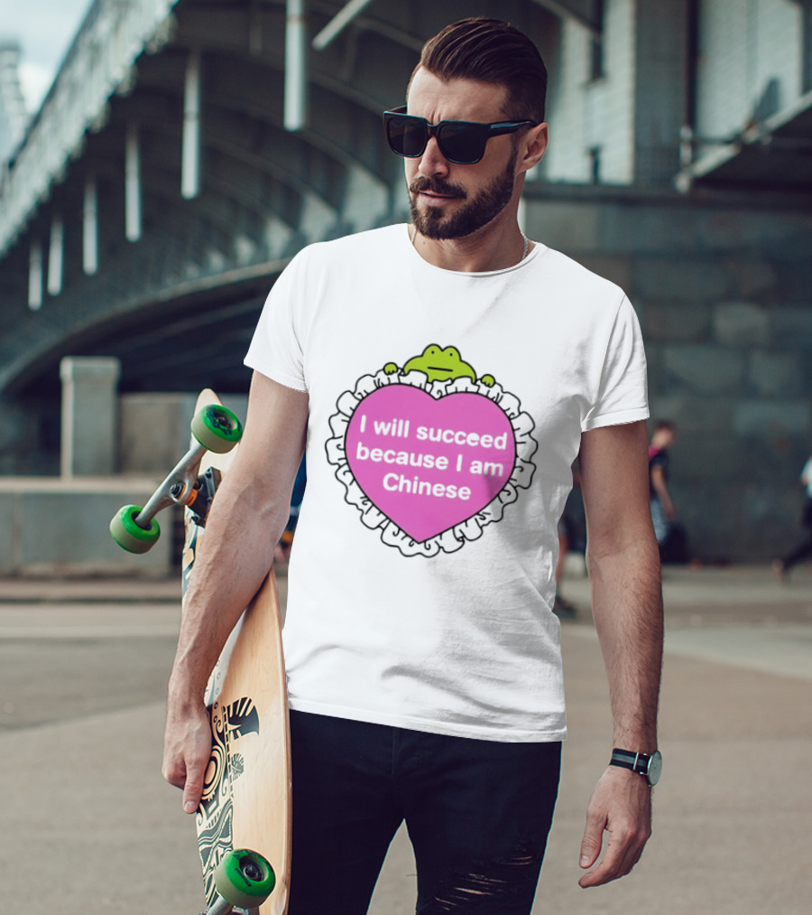 I Will Succeed Because I Am Chinese Pink Heart Frog T-Shirt