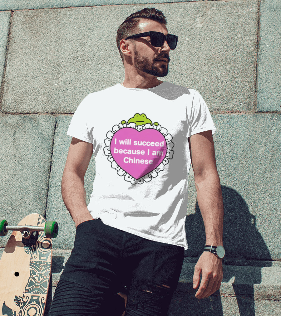 I Will Succeed Because I Am Chinese Pink Heart Frog T-Shirt