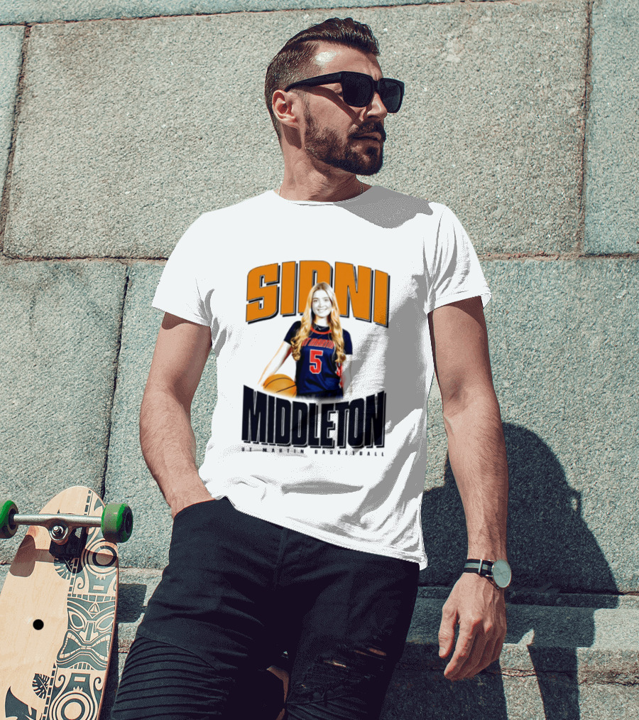 Sidni Middleton 5 UT Martin Skyhawks Basketball T-Shirt