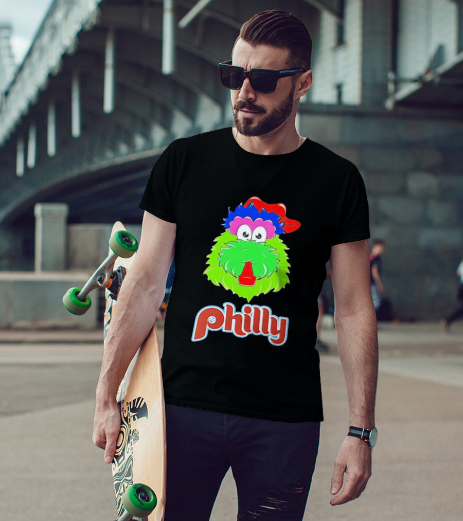 Philly Fanatics Whistle Philly Green Furry Mascot Red Hat T-Shirt