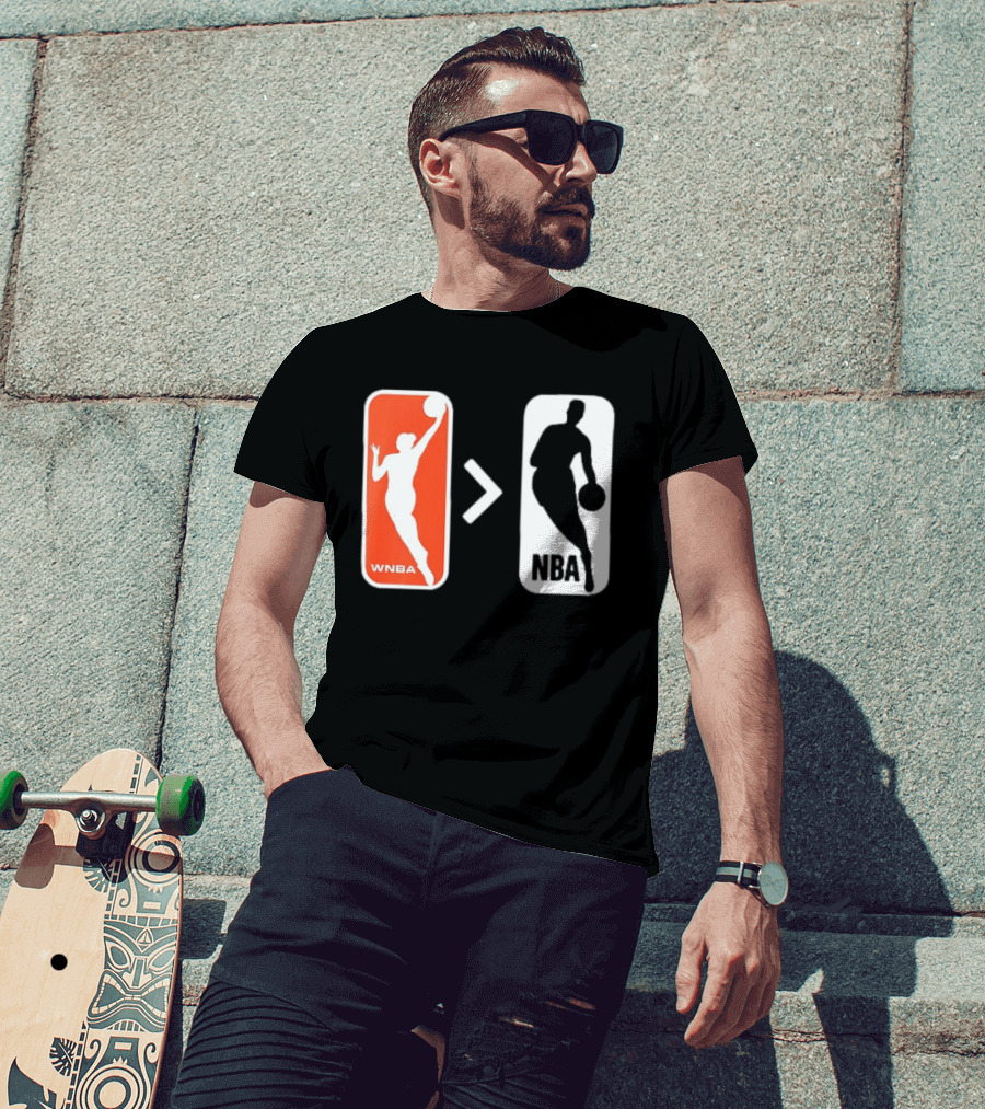 WNBA Logo Greater Than NBA Logo Comparison T-Shirt