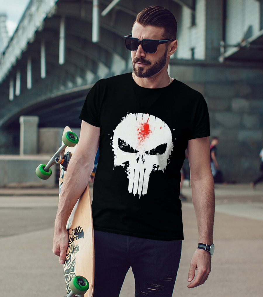 Punisher Skull Bleeding Head Shot T-Shirt