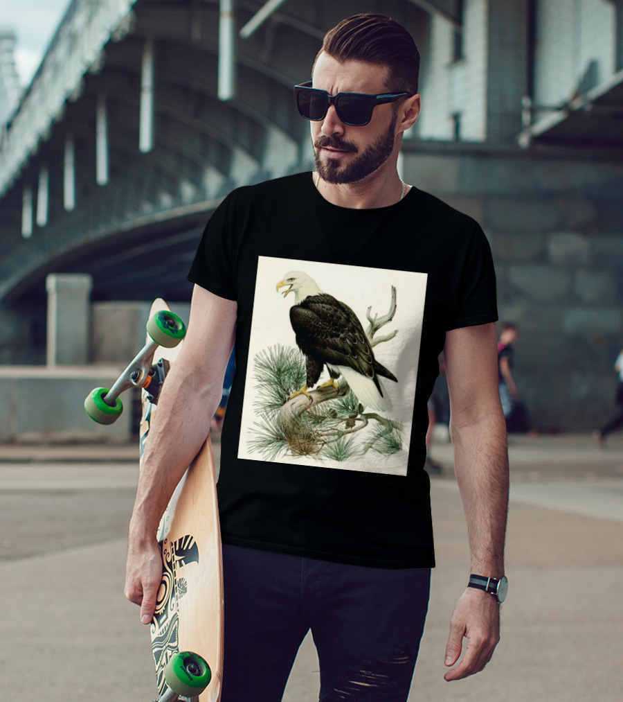 Roger Tory Peterson Bald Eagle Illustration On Stone Background 2026 T-Shirt