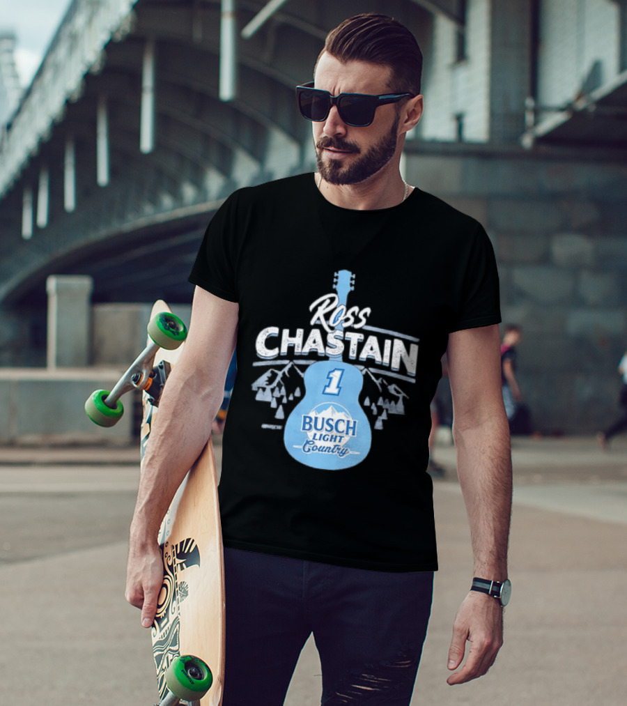 Ross Chastain No 1 Busch Light Country Guitar T-Shirt