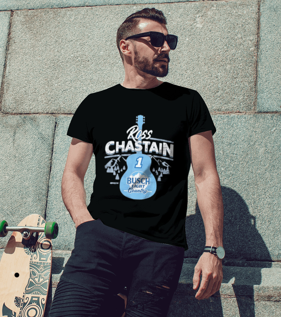Ross Chastain No 1 Busch Light Country Guitar T-Shirt