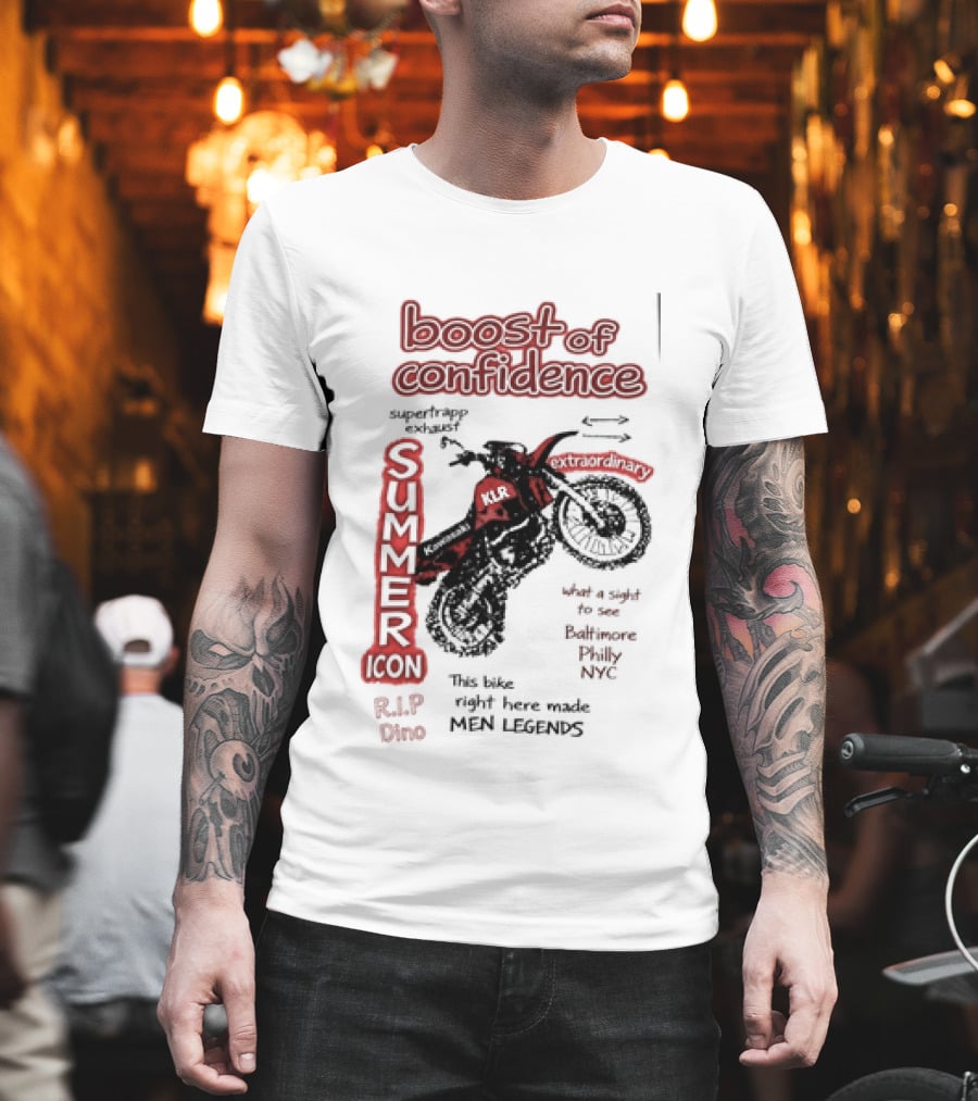 Boost Of Confidence Kawasaki KLR Summer Icon RIP Dino Men Legends T-Shirt